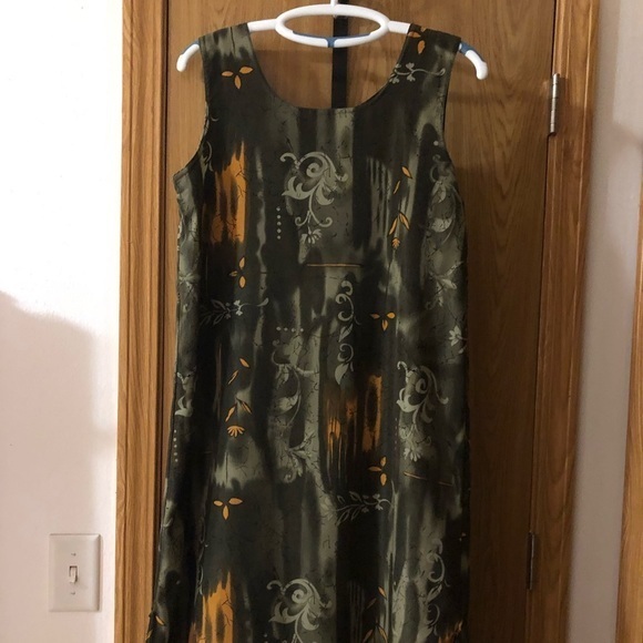 Elegant Sleeveless Maxi Dress - Black and Orange Size Medium Made In U.S.A - Picture 2 of 11